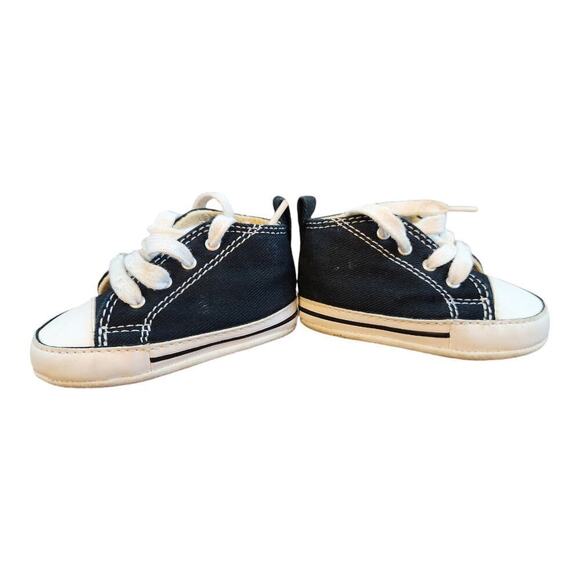 Converse all star 2 pr black & white sz 2 infant/toddler leather chuck taylors - Picture 10 of 14